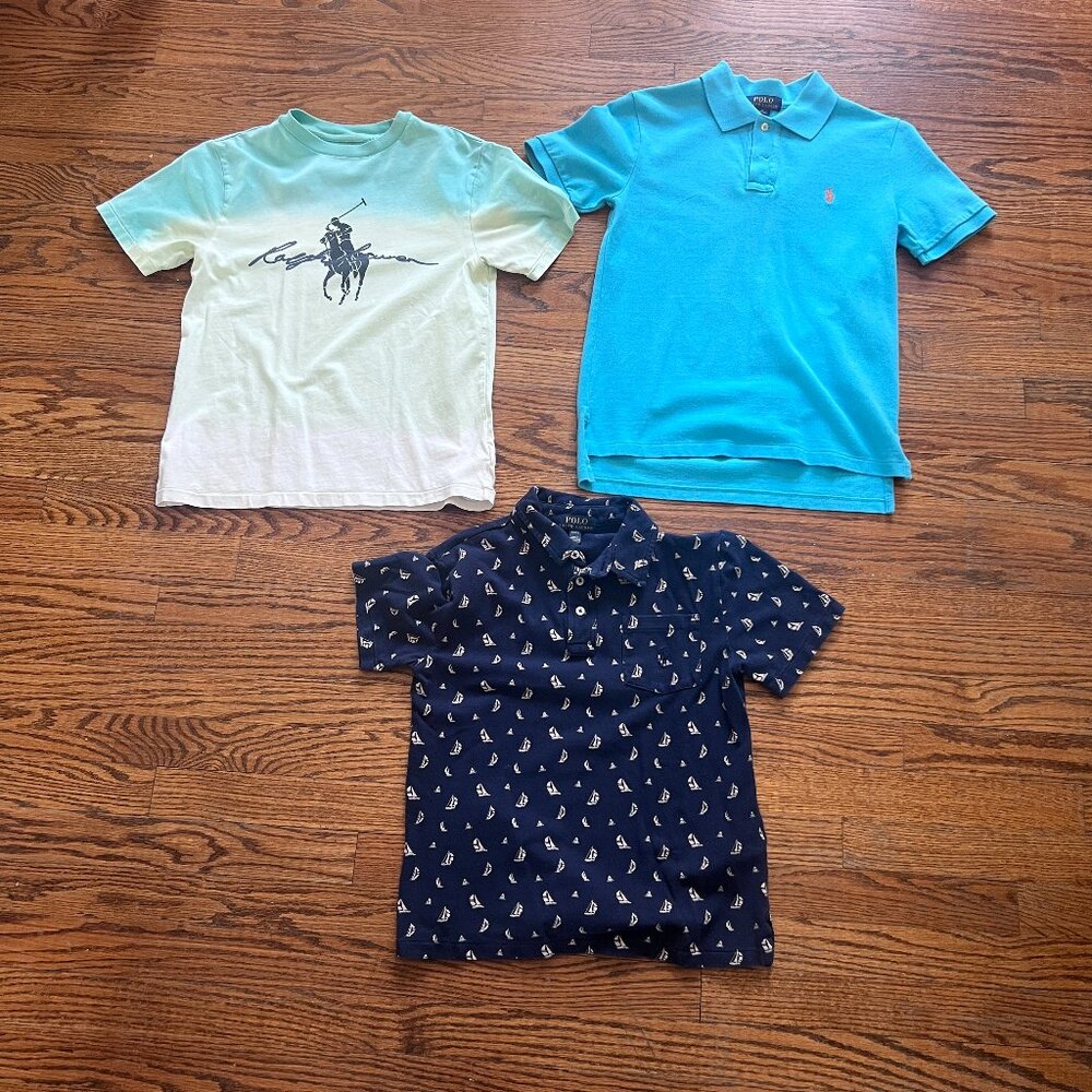 Polo Ralph Lauren Boys LOT Medium Short Sleeve Summer Nautical Pony Shirt - Picture 2 of 14